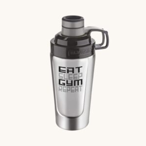 nayasa stainless steel gym shaker bottle with steel blender ball – 900ml