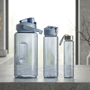 3 in 1 gym water bottle set (2l + 900ml + 300ml) | bpa free leak proof sports bottles with push pull cap | large gallon & shaker combo for workout, travel & daily hydration